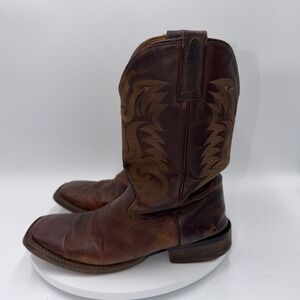 OLD WEST Broad Square Toe Western Cowboy Boots Brown Leather Cowgirl W 9.5 M 7.5